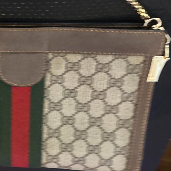 Gucci Vintage Sherry Line Red/gGreen Web Converted Clutch bag . - Picture 2 of 13